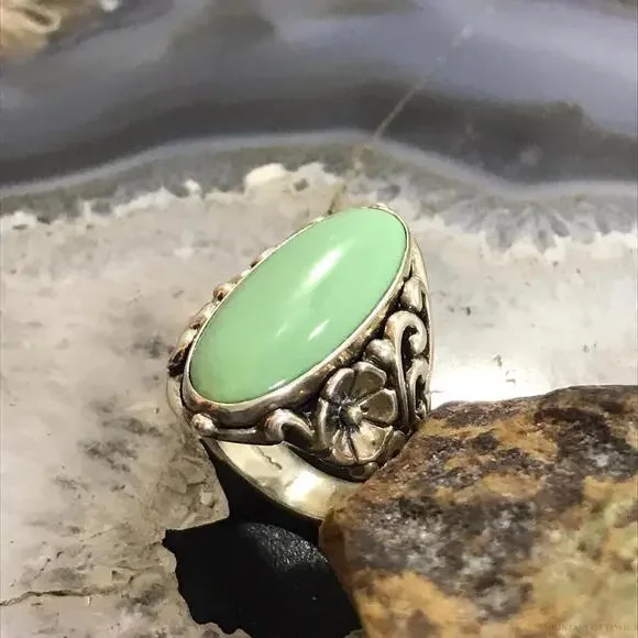 Carolyn Pollack Sterling Silver Elongated Oval Variscite Ring Size 6 For Women - Picture 5 of 10
